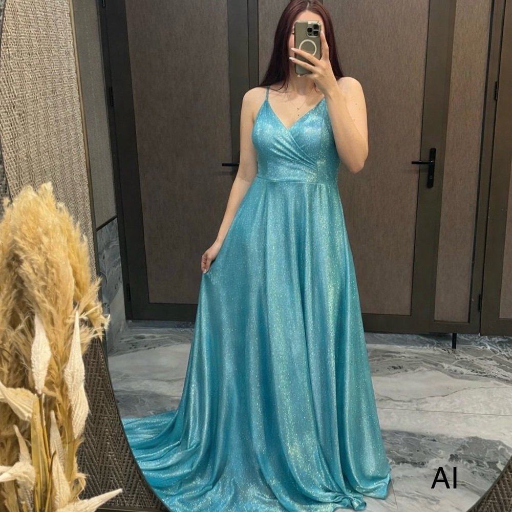 “ Crystal Doll”  Gown Blue Dress  Size 3. 49” Long From Waist, 100% Polyester